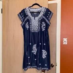 Denim colored Parsley & Sage embroidered dress size 1X.
